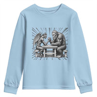 Bigfoot Jersey Devil Youth Sweatshirt Arm Wrestling Funny Cryptid Gift - Wonder Print Shop