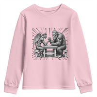 Bigfoot Jersey Devil Youth Sweatshirt Arm Wrestling Funny Cryptid Gift - Wonder Print Shop
