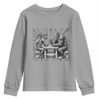 Bigfoot Jersey Devil Youth Sweatshirt Arm Wrestling Funny Cryptid Gift - Wonder Print Shop