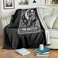 The Knitter Skeleton Throw Blanket Knitting Lover Gift Tarot Card Graphic - Wonder Print Shop