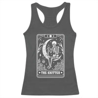 The Knitter Skeleton Racerback Tank Top Knitting Lover Gift Tarot Card Graphic - Wonder Print Shop