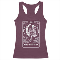 The Knitter Skeleton Racerback Tank Top Knitting Lover Gift Tarot Card Graphic - Wonder Print Shop