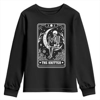 The Knitter Skeleton Youth Sweatshirt Knitting Lover Gift Tarot Card Graphic - Wonder Print Shop