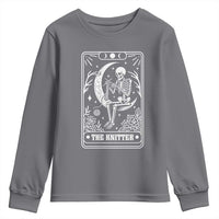 The Knitter Skeleton Youth Sweatshirt Knitting Lover Gift Tarot Card Graphic - Wonder Print Shop