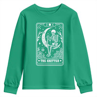 The Knitter Skeleton Youth Sweatshirt Knitting Lover Gift Tarot Card Graphic - Wonder Print Shop