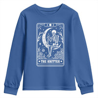 The Knitter Skeleton Youth Sweatshirt Knitting Lover Gift Tarot Card Graphic - Wonder Print Shop