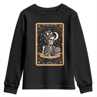 The Crocheter Skeleton Youth Sweatshirt Crochet Lover Gift Tarot Card Graphic - Wonder Print Shop