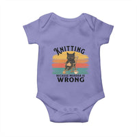 Funny Black Cat Baby Onesie Knitting Because Murder Is Wrong Gift - Wonder Print Shop