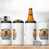 Funny Black Cat 4 in 1 Can Cooler Tumbler Knitting Because Murder Is Wrong Gift - Wonder Print Shop