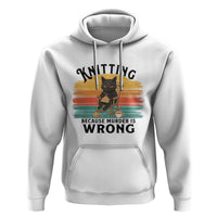 Funny Black Cat Hoodie Knitting Because Murder Is Wrong Gift - Wonder Print Shop