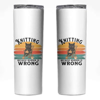 Funny Black Cat Skinny Tumbler Knitting Because Murder Is Wrong Gift - Wonder Print Shop