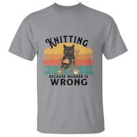 Funny Black Cat T Shirt Knitting Because Murder Is Wrong Gift - Wonder Print Shop