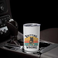 Funny Black Cat Tumbler Cup Knitting Because Murder Is Wrong Gift - Wonder Print Shop