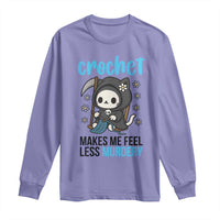 Crochet Makes Me Feel Less Murdery Long Sleeve Shirt Grim Reaper Cat Gift - Wonder Print Shop