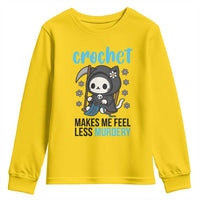 Crochet Makes Me Feel Less Murdery Youth Sweatshirt Grim Reaper Cat Gift - Wonder Print Shop