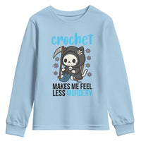 Crochet Makes Me Feel Less Murdery Youth Sweatshirt Grim Reaper Cat Gift - Wonder Print Shop