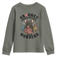 French Bulldog Youth Sweatshirt Crochet Makes Me Feel Less Murdery - Wonder Print Shop