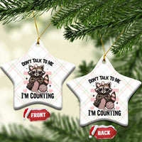 Do Not Talk To Me I Am Counting Ceramic Ornament Funny Crochet Raccoon - Wonder Print Shop