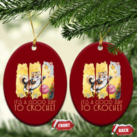 It’s A Good Day To Crochet Ceramic Ornament Cute Cat Chasing Yarn - Wonder Print Shop