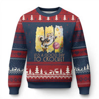 It’s A Good Day To Crochet Ugly Christmas Sweater Cute Cat Chasing Yarn - Wonder Print Shop