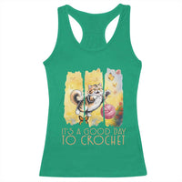 It’s A Good Day To Crochet Racerback Tank Top Cute Cat Chasing Yarn - Wonder Print Shop