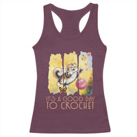 It’s A Good Day To Crochet Racerback Tank Top Cute Cat Chasing Yarn - Wonder Print Shop