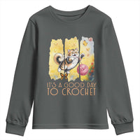 It’s A Good Day To Crochet Youth Sweatshirt Cute Cat Chasing Yarn - Wonder Print Shop