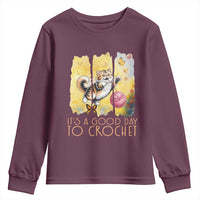 It’s A Good Day To Crochet Youth Sweatshirt Cute Cat Chasing Yarn - Wonder Print Shop