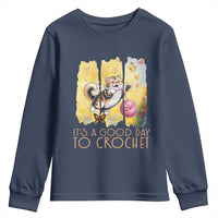 It’s A Good Day To Crochet Youth Sweatshirt Cute Cat Chasing Yarn - Wonder Print Shop