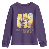 It’s A Good Day To Crochet Youth Sweatshirt Cute Cat Chasing Yarn - Wonder Print Shop