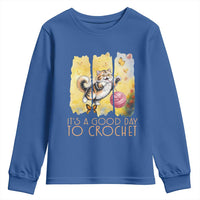 It’s A Good Day To Crochet Youth Sweatshirt Cute Cat Chasing Yarn - Wonder Print Shop