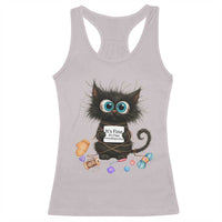 Funny Cat Crochet Lover Racerback Tank Top Its Fine I am Fine Everything Is Fine - Wonder Print Shop