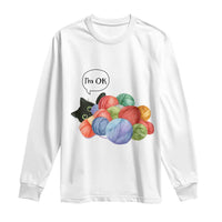 I’m OK Long Sleeve Shirt Cat Tangled In Yarn Funny Crochet Gift - Wonder Print Shop