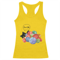I’m OK Racerback Tank Top Cat Tangled In Yarn Funny Crochet Gift - Wonder Print Shop