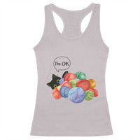 I’m OK Racerback Tank Top Cat Tangled In Yarn Funny Crochet Gift - Wonder Print Shop