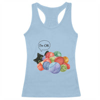 I’m OK Racerback Tank Top Cat Tangled In Yarn Funny Crochet Gift - Wonder Print Shop