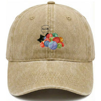 I’m OK Washed Cotton Baseball Cap Cat Tangled In Yarn Funny Crochet Gift