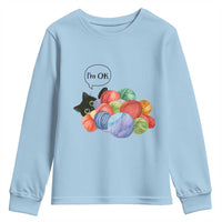 I’m OK Youth Sweatshirt Cat Tangled In Yarn Funny Crochet Gift - Wonder Print Shop