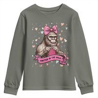 Funny Bigfoot Knitting Youth Sweatshirt Knitter In The Wild - Wonder Print Shop