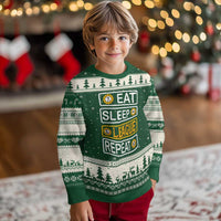 Funny Eat Sleep League Repeat Ugly Christmas Sweater Gaming Quote Gift For Gamer - Wonder Print Shop
