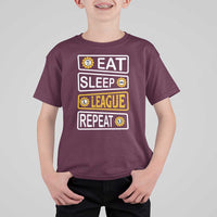 Funny Eat Sleep League Repeat T Shirt For Kid Gaming Quote Gift For Gamer - Wonder Print Shop