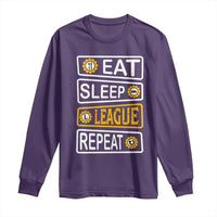 Funny Eat Sleep League Repeat Long Sleeve Shirt Gaming Quote Gift For Gamer - Wonder Print Shop