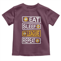 Funny Eat Sleep League Repeat Toddler T Shirt Gaming Quote Gift For Gamer - Wonder Print Shop