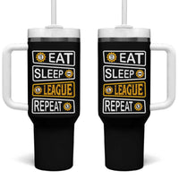 Funny Eat Sleep League Repeat Tumbler With Handle Gaming Quote Gift For Gamer - Wonder Print Shop