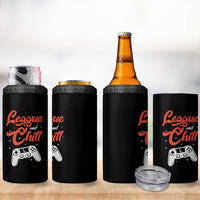 League And Chill 4 in 1 Can Cooler Tumbler Funny Gaming Quote Gift For Gamer - Wonder Print Shop
