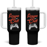 League And Chill Tumbler With Handle Funny Gaming Quote Gift For Gamer - Wonder Print Shop