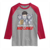Worlds Okayest Mid Laner Raglan Shirt Funny Game Lover Gift - Wonder Print Shop
