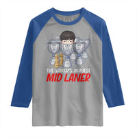 Worlds Okayest Mid Laner Raglan Shirt Funny Game Lover Gift - Wonder Print Shop
