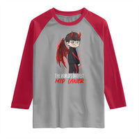 Worlds Okayest Mid Laner Raglan Shirt Funny Gift For Gamer - Wonder Print Shop