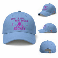 Funny Just A Girl Who Loves Hockey Baseball Cap Gift For Women